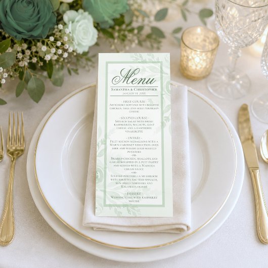 Sage Watercolor Pioenrozen Elegante Boho Chic Brui Menu