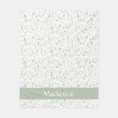 Sage Watercolor Wildflower Floral Custom Name Fleece Deken (Voorkant)