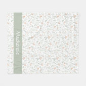 Sage Watercolor Wildflower Floral Custom Name Fleece Deken (Voorkant (Horizontaal))