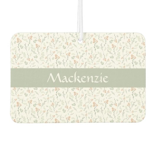 Sage Watercolor Wildflower Floral Custom Name Luchtverfrisser (Voorkant)