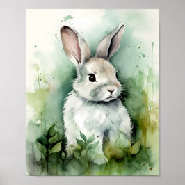 Sage Waterverf Baby Bunny Poster