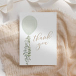 Sage Waterverf ballon Eucalyptus Baby shower Bedankkaart<br><div class="desc">Zeg een speciale dank aan uw baby shower gasten met deze kaarten,  met een salie groene waterverf ballon met eucalyptus.</div>