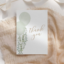 Sage Waterverf Ballon Twin Boys Baby shower Bedankkaart