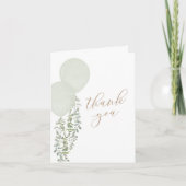 Sage Waterverf Ballon Twin Boys Baby shower Bedankkaart (Voorkant)