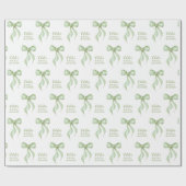 Sage Waterverf Bow Gepersonaliseerd Vrijgezellenfe Cadeaupapier (Vlak)