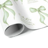 Sage Waterverf Bow Gepersonaliseerd Vrijgezellenfe Cadeaupapier (Rol Hoek)