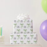 Sage Waterverf Bow Gepersonaliseerd Vrijgezellenfe Cadeaupapier<br><div class="desc">Sage Waterverf Bow Gepersonaliseerd Vrijgezellenfeest inpakpapier. Perfect voor de trendy "She's tying the knot" feestthema's. Personaliseer met de naam en het evenement van de aanstaande bruid. © Kimbelished,  LLC</div>