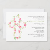 Sage Waterverf Floral Cross First Heilige Communie Kaart (Voorkant)