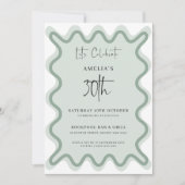 Sage Wavy Border 30e verjaardag uitnodiging (Voorkant)