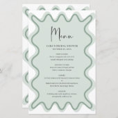 Sage Wavy Border menukaart met naam (Voorkant / Achterkant)