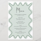 Sage Wavy Border menukaart met naam (Voorkant)