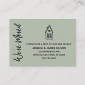 Sage "We hebben verplaatst" Kaart w / kleine huis  Visitekaartje (Voorkant)