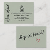 Sage "We hebben verplaatst" Kaart w / kleine huis  Visitekaartje (Voorkant / Achterkant)