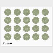 Sage | Weddenschap Klassieke monogram Ronde Sticker (Vel)