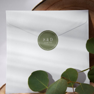 Sage | Weddenschap Klassieke monogram Ronde Sticker