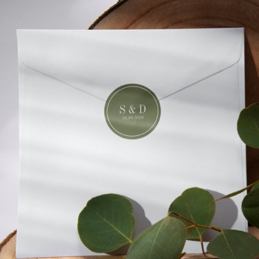 Sage | Weddenschap Klassieke monogram Ronde Sticker
