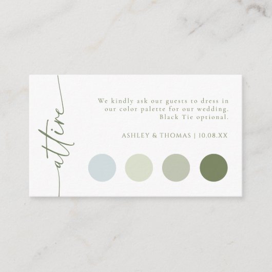 Sage Wedding Attire Enclosure Card Informatiekaartje (Voorkant)