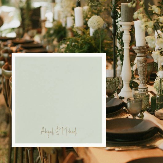 Sage Wedding Cocktail Servet