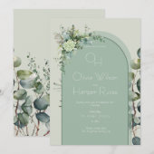 Sage Wedding Invitation Kaart (Voorkant / Achterkant)