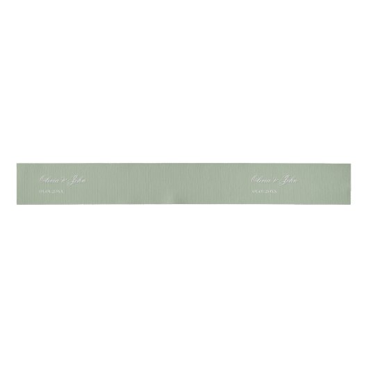 Sage Wedding Namen Datum Grosgrain Lint (Voorkant)