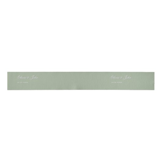 Sage Wedding Namen Datum Grosgrain Lint (Voorkant)