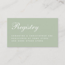 Sage Wedding Registry Elegant Script Simple Green