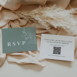 Sage Wedding RSVP Kaart met QR-code Notitiekaartje