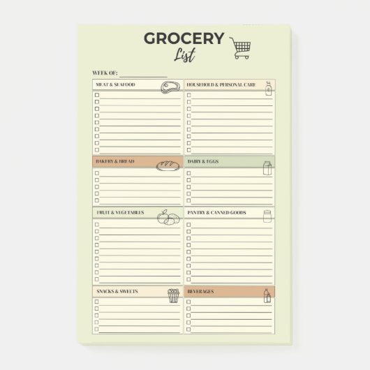 Sage Wekelijkse Boodschappenlijst - Post-it® Notes (Voorkant)