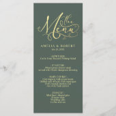 Sage Whimsical Elegant Gold Calligraphy Menu (Voorkant)