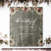 Sage Whisper Bloemen Bruiloft Foto Booth Achtergro Wandkleed
