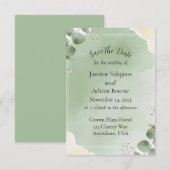 Sage Whisper Botanical Save the Date Cards (Voorkant / Achterkant)