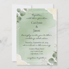 Sage Whisper Botanical Wedding Invitations Kaart