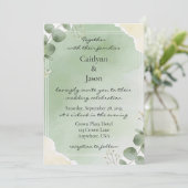 Sage Whisper Botanical Wedding Invitations Kaart (Staand voorkant)