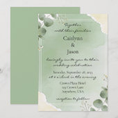 Sage Whisper Botanical Wedding Invitations Kaart (Voorkant / Achterkant)