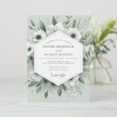 Sage Whispering Anemone Wedding Kaart (Staand voorkant)