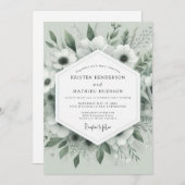 Sage Whispering Anemone Wedding Kaart (Voorkant / Achterkant)