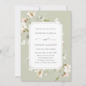 Sage White Blush Elegant Floral Wedding Kaart (Voorkant)
