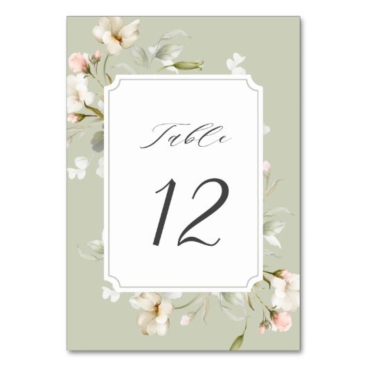 Sage White Blush Elegant Floral Wedding Kaart (Achterkant)