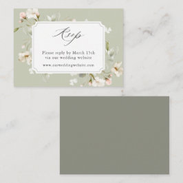 Sage White Blush Floral Wedding Website RSVP Informatiekaartje
