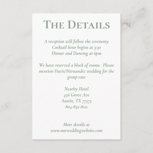 Sage White Blush Peach Floral Details Kaart (Voorkant)