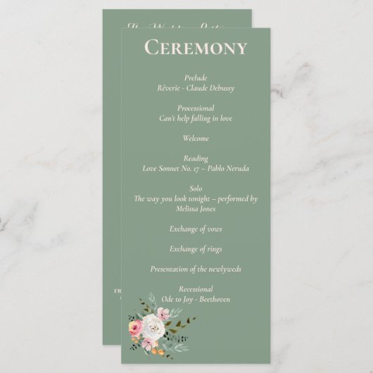 Sage White Blush Peach Floral Programme (Voorkant / Achterkant)