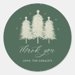 Sage White Christmas Trees Holiday Dank u Ronde Sticker