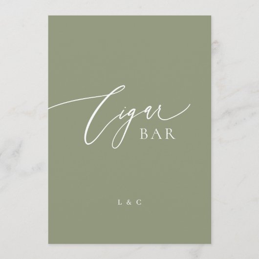 Sage White Formal 5 x 7 Wedding OPEN Bar Sign (Voorkant)