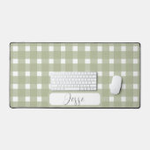Sage White Gingham Patroon Bureaumat (Keyboard & Muis)