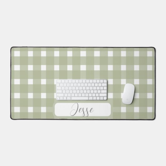 Sage White Gingham Patroon Bureaumat (Keyboard & Muis)