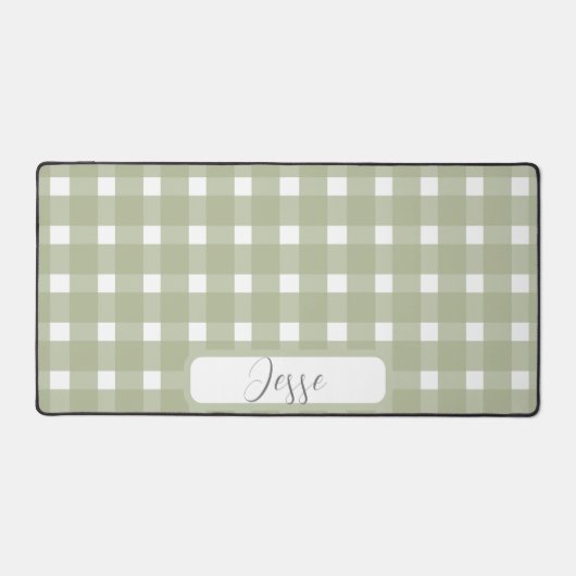 Sage White Gingham Patroon Bureaumat (Voorkant)