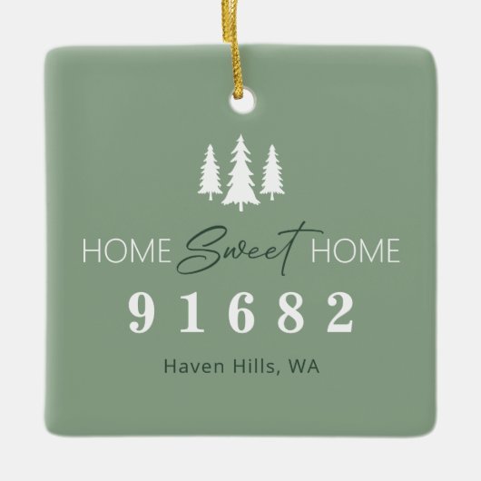 Sage White Home Sweet Home Foto Postcode Keramisch Ornament (Voorkant)