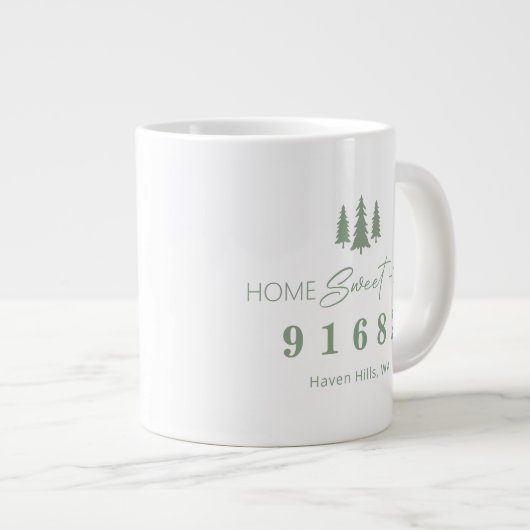 Sage White Home Sweet Home Gepersonaliseerde postc Grote Koffiekop (Voorkant rechts)