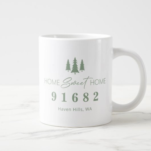 Sage White Home Sweet Home Gepersonaliseerde postc Grote Koffiekop (Rechts)