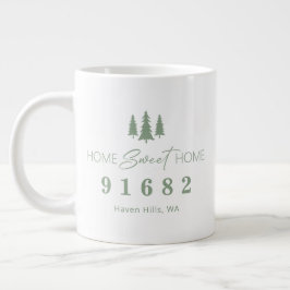 Sage White Home Sweet Home Gepersonaliseerde postc Grote Koffiekop